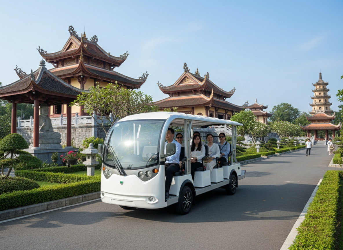 Xe điện chở khách 14 chỗ GT-S14 sử dụng cho khu vực tâm linh
